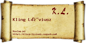 Kling Líviusz névjegykártya