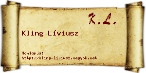 Kling Líviusz névjegykártya
